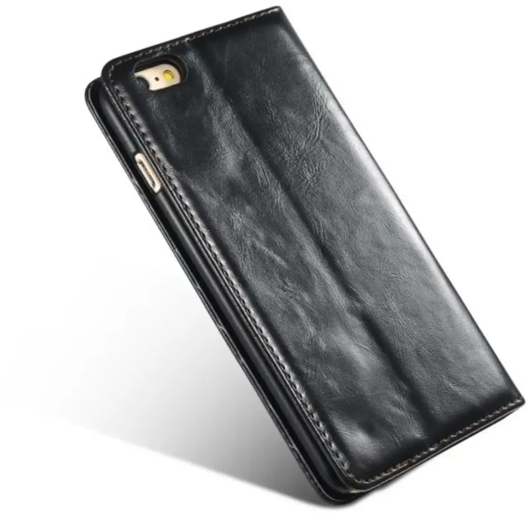 Caseme Oil Wallet Lederen Case iPhone 6/6s Plus - Zwart