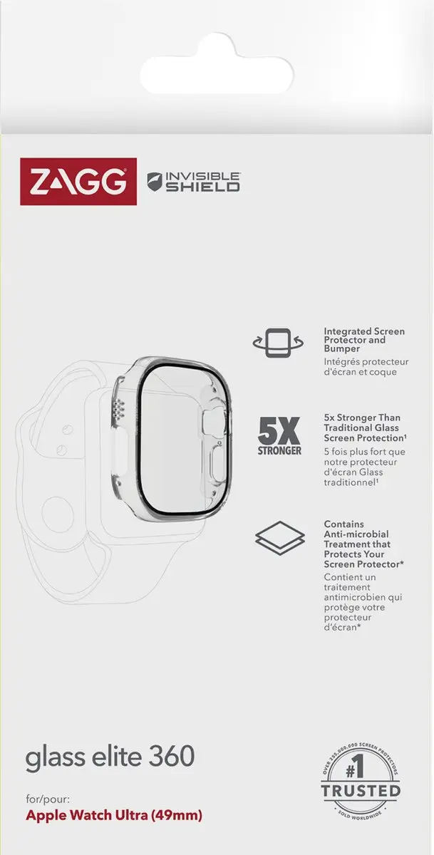 ZAGG InvisibleShield Glass Elite 360 Apple Watch Ultra Beschermpakket - Transparent