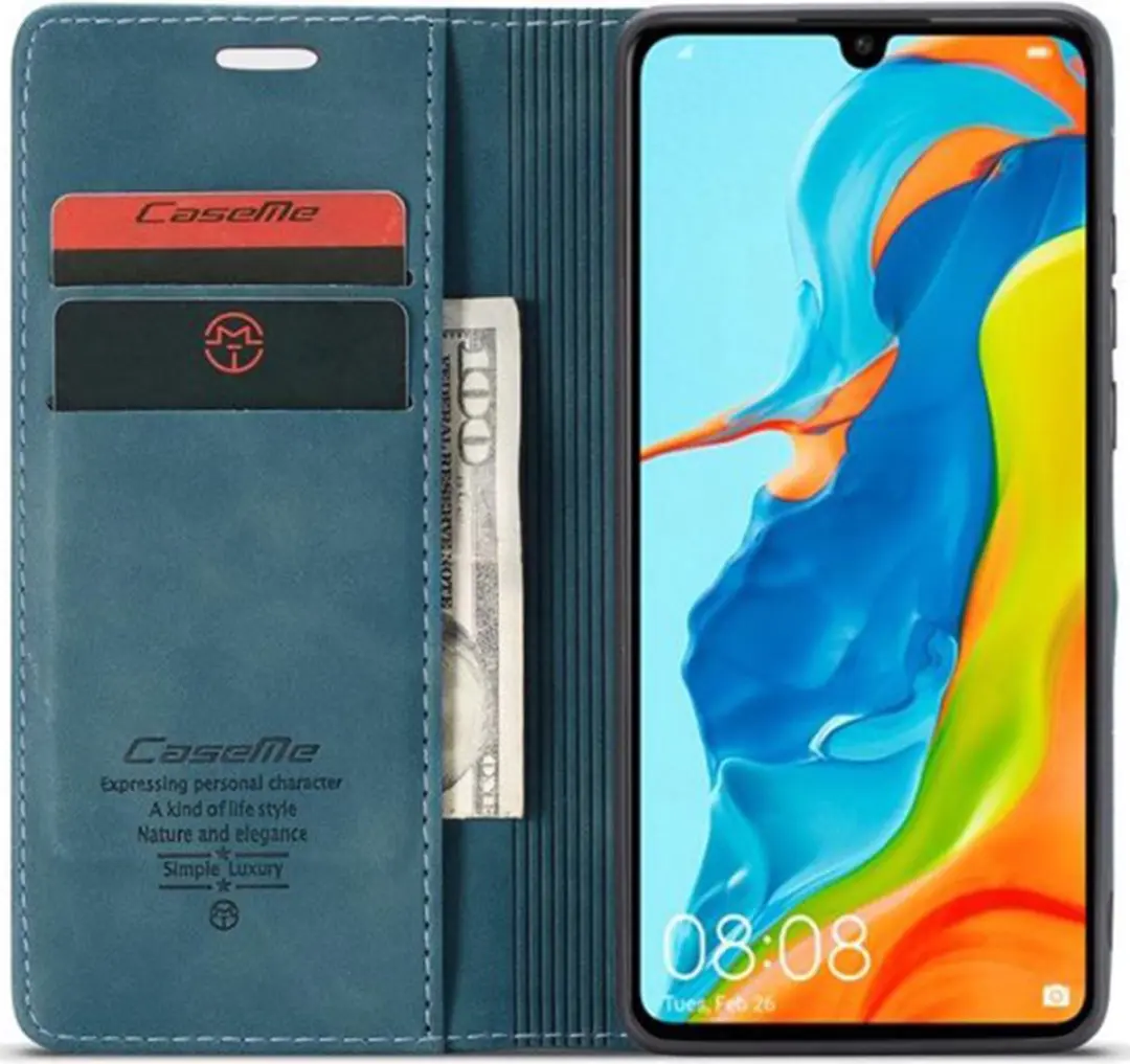 Caseme Book Case P30L87956405 Hoesje - Huawei P30 Lite - Blauw