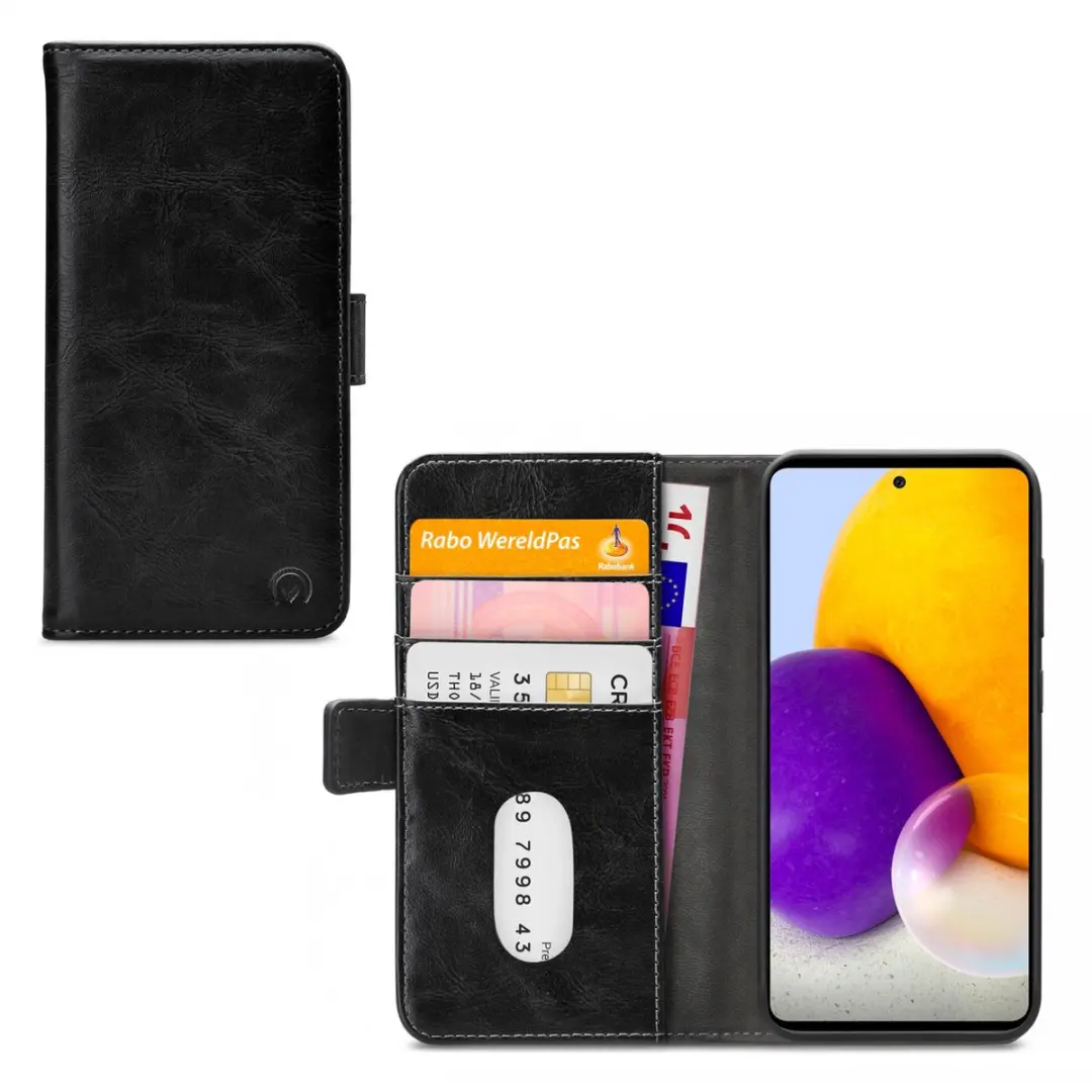 Mobilize Samsung Galaxy A72 Hoesje - Effen Zwart - 4 Pasjes
