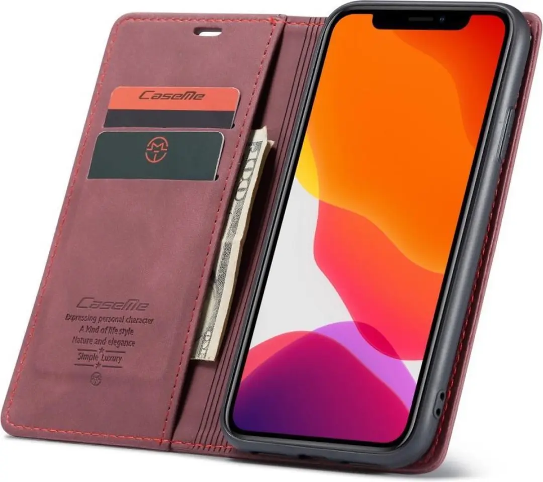 Caseme Book Case iPhone 11 - Bordeaux - 2 Pasjes