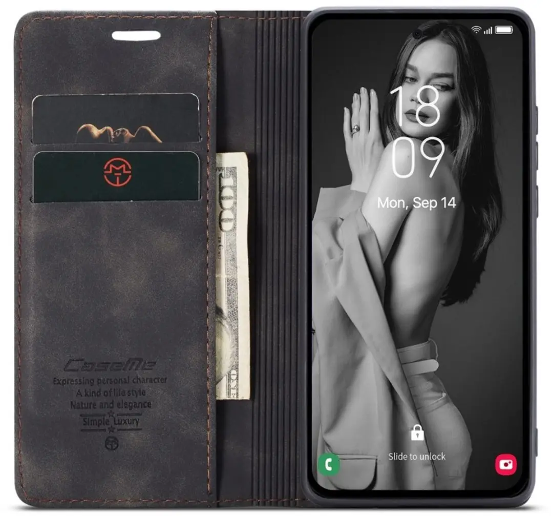Caseme 013 Book Case Hoesje Samsung Galaxy A36 - Zwart