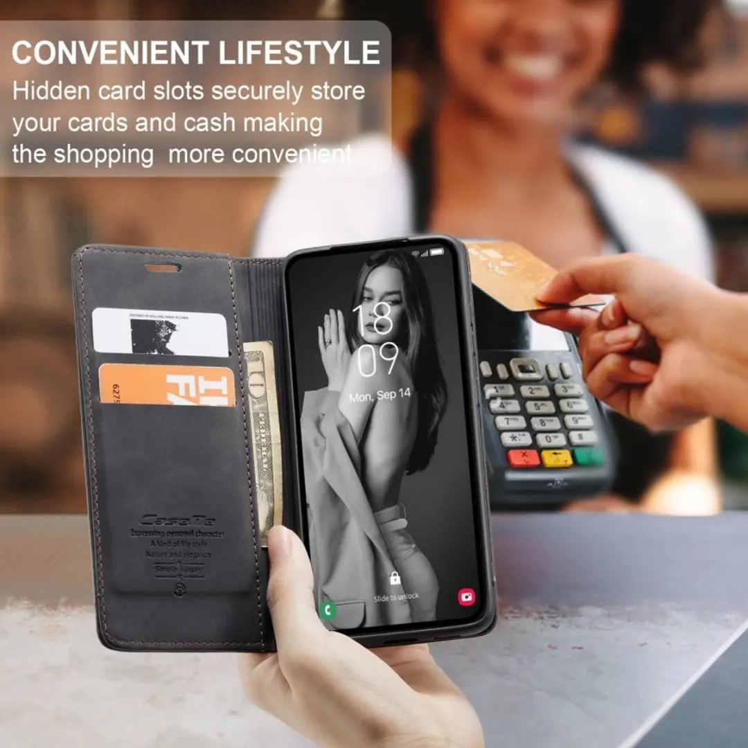Caseme 013 Book Case Hoesje Samsung Galaxy A36 - Zwart