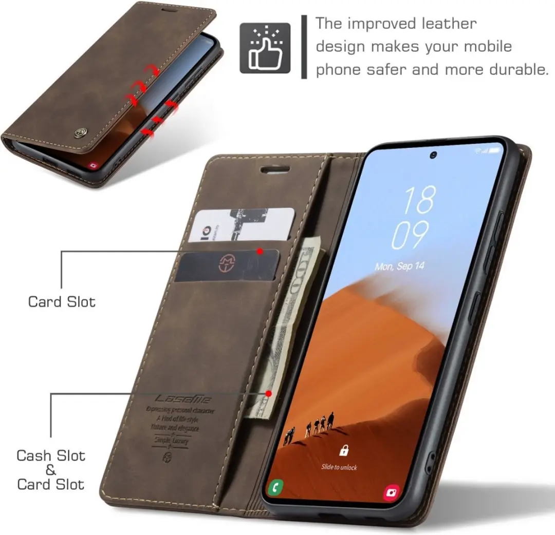 Caseme 013 Book Case Hoesje Samsung Galaxy S23 FE - Donkerbruin