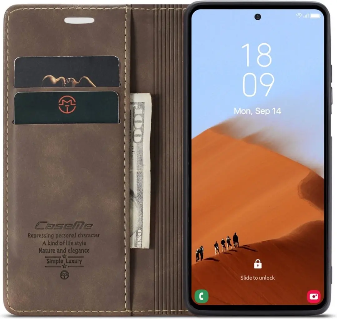 Caseme 013 Book Case Hoesje Samsung Galaxy S23 FE - Donkerbruin