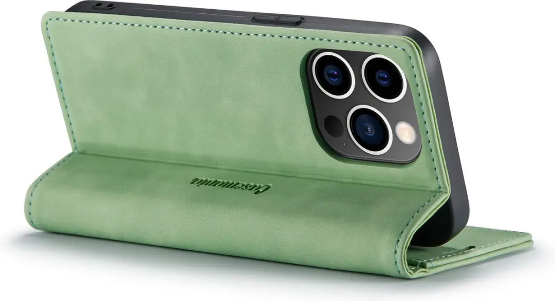Caseme iPhone 14 Pro Max Bookcase Hoesje - Lichtgroen - 3 Pasjes