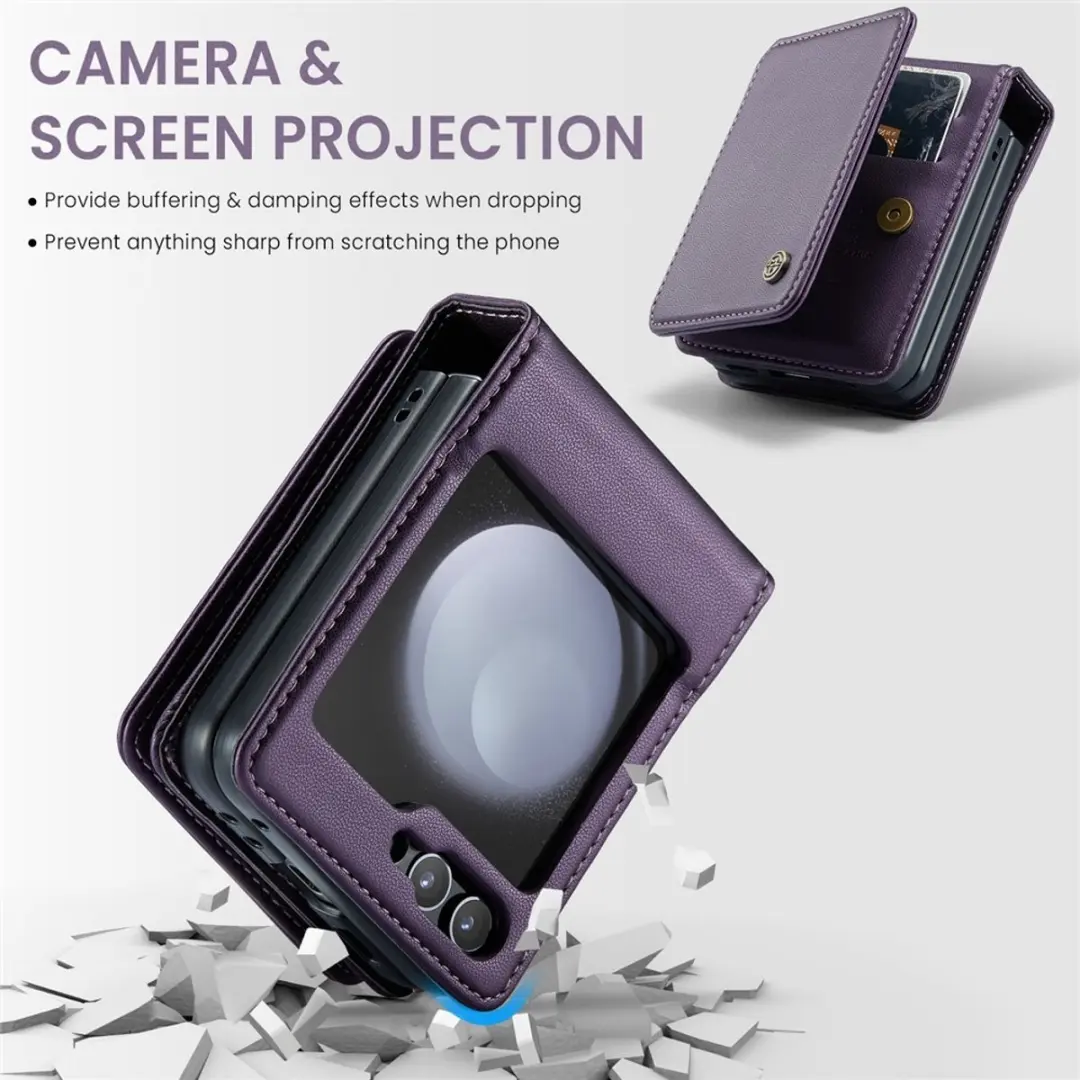 Caseme Leren Backcover Samsung Galaxy Z Flip 7 FE - Paars