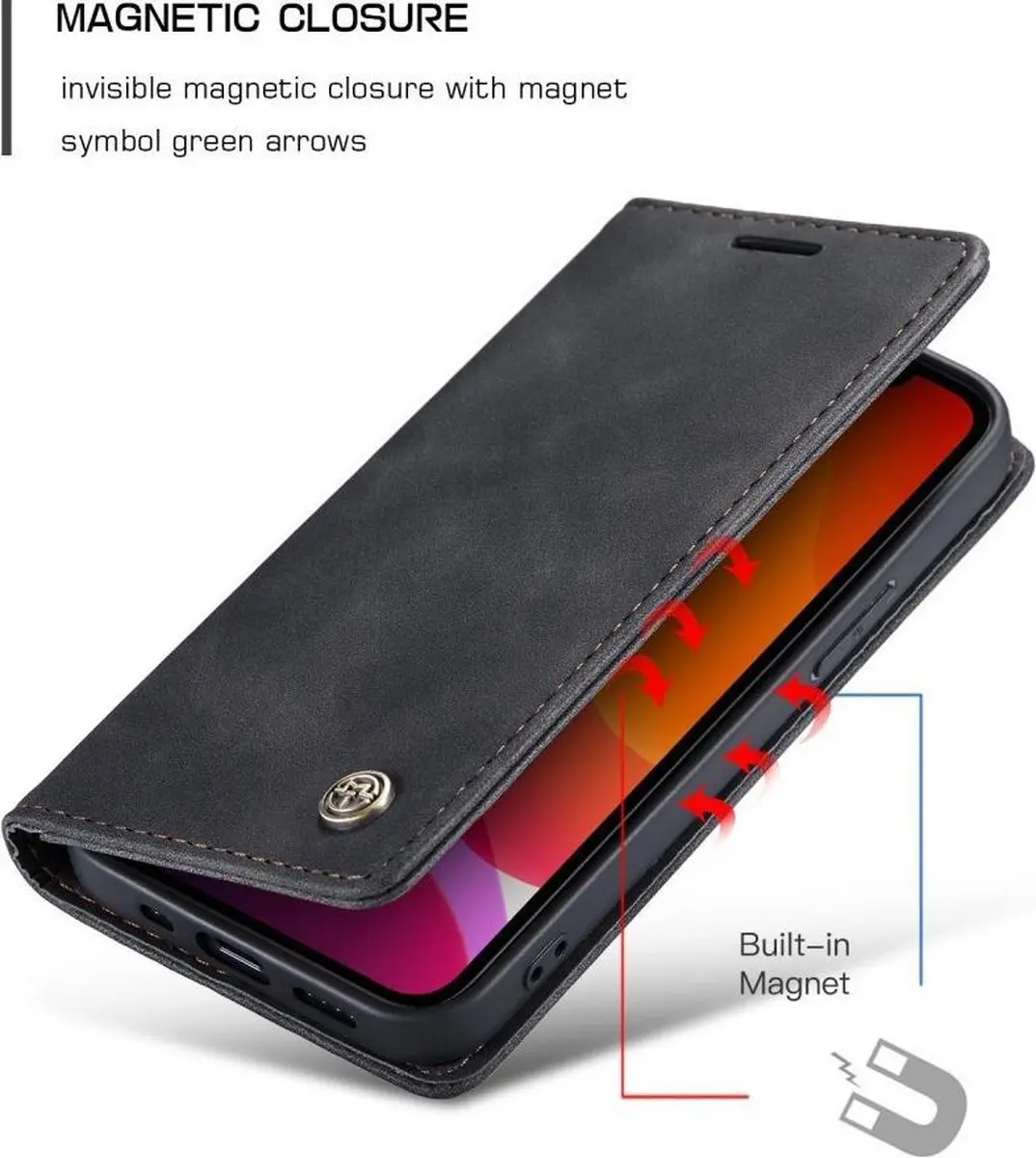 Caseme Book Case iPhone 12 Mini - 2 Pasjes - Zwart