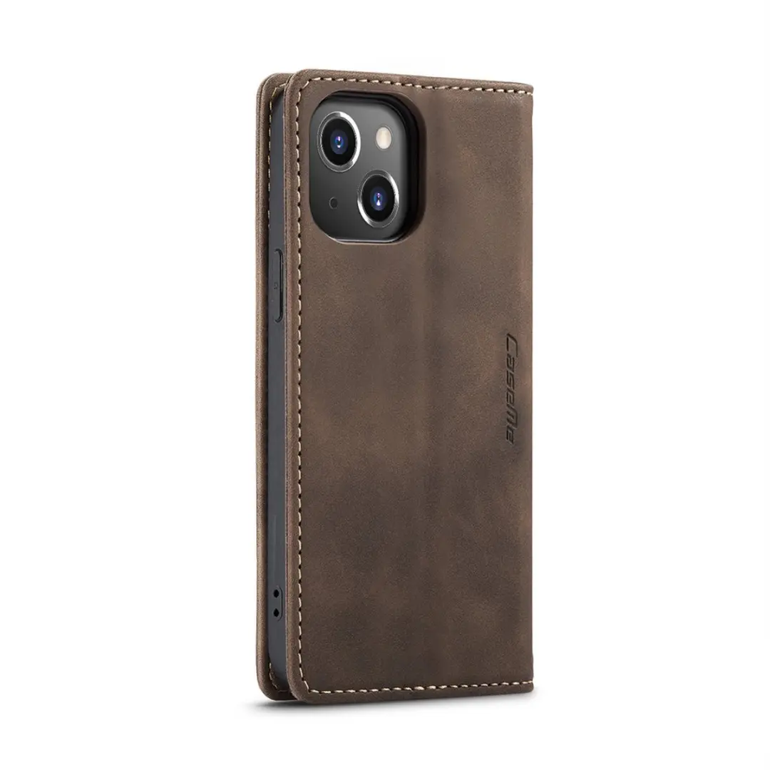 Caseme Bookcase iPhone 14 Hoesje - Bruin - 2 Pasjes