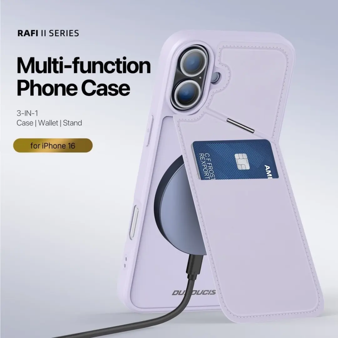 Dux Ducis Rafi Series Hoesje iPhone 16 Plus - Paars - Back Cover met Stand