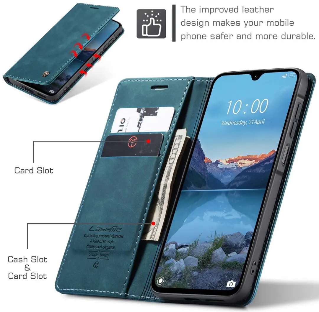 Caseme Hoesje Samsung Galaxy A27 Book Case - Blauw - 2 Pasjes