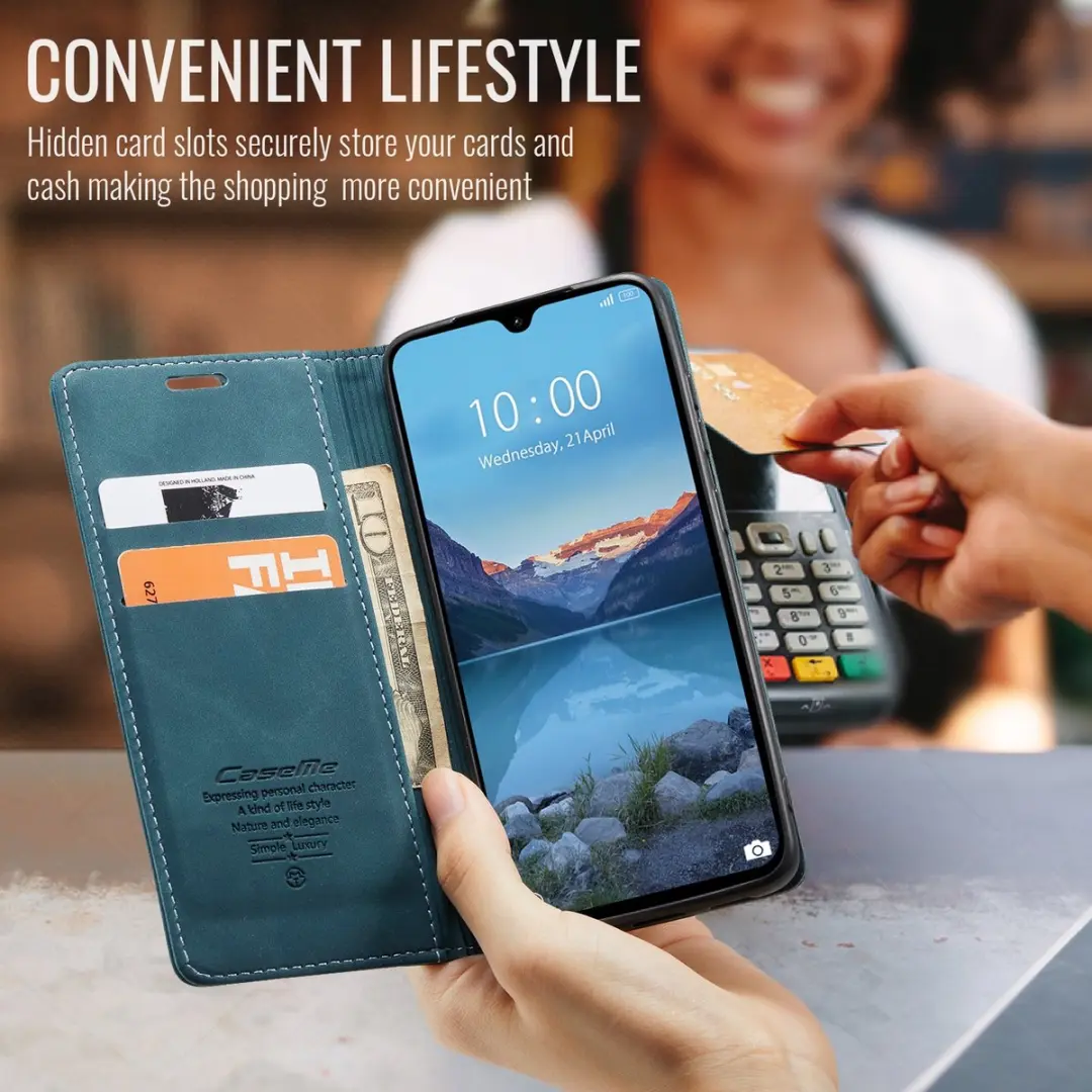 Caseme Hoesje Samsung Galaxy A27 Book Case - Blauw - 2 Pasjes
