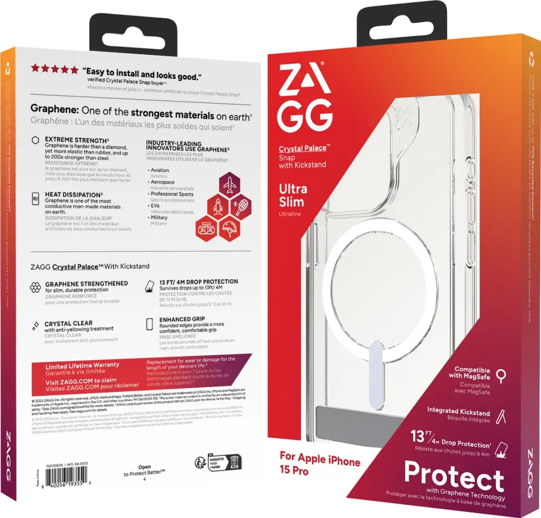 ZAGG Crystal Palace Snap KS iPhone 15 Pro Hoesje - Transparant - 702312622