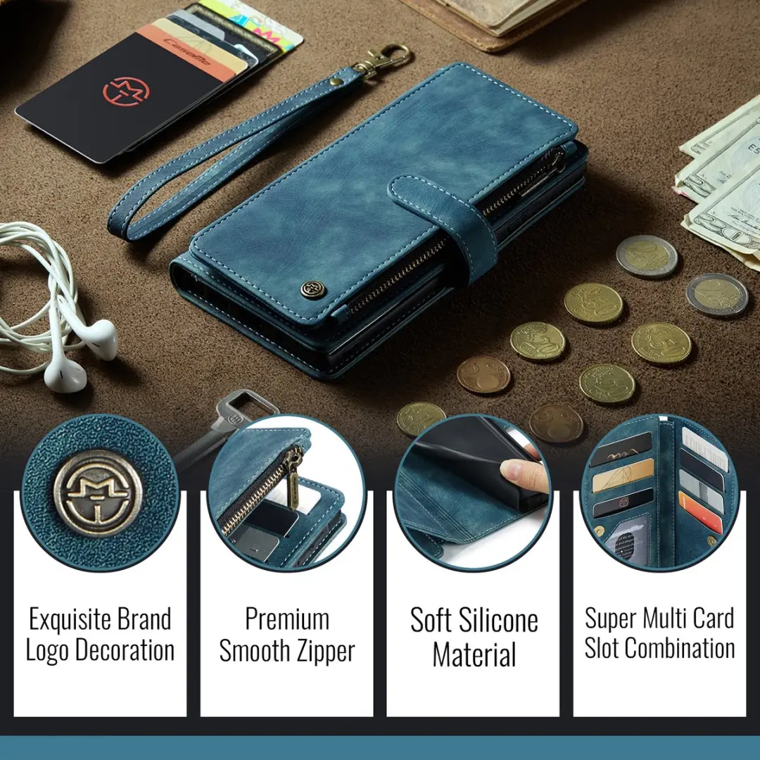 Caseme C30 Book Case Hoesje Samsung Galaxy A57 - Blauw - 10 Pasjes