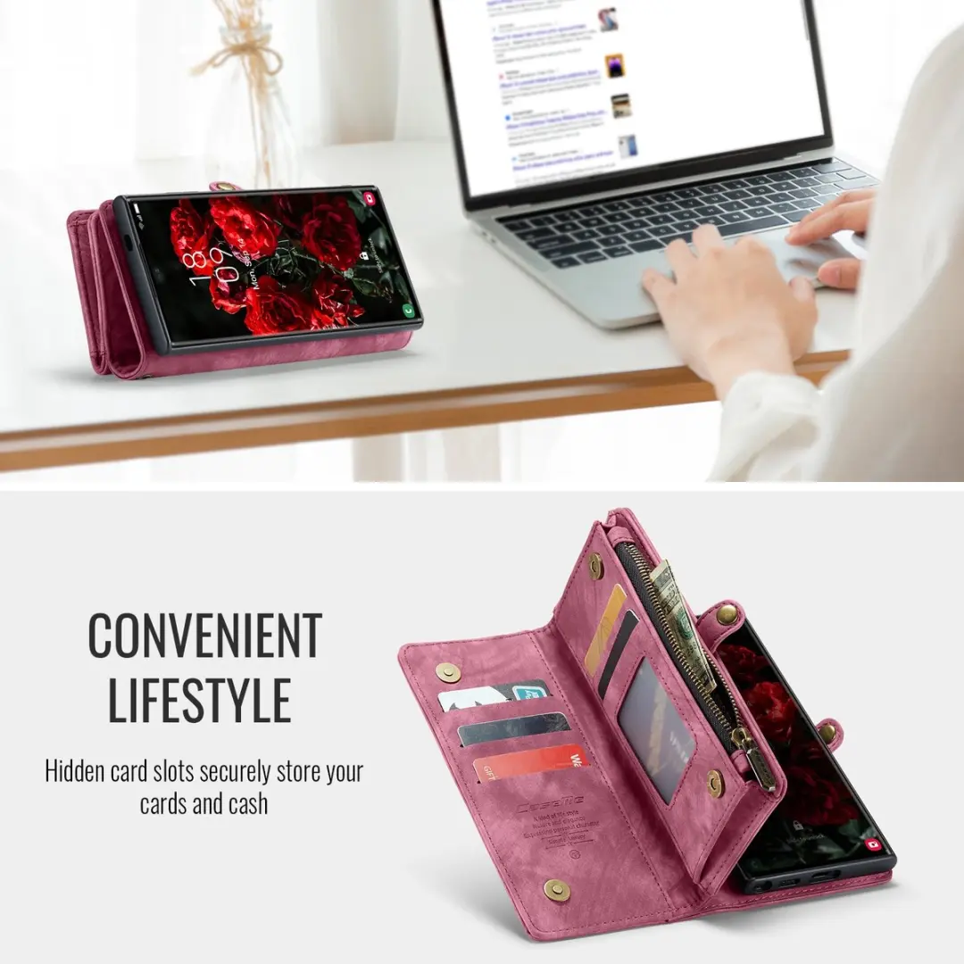 Caseme 008 Book Case & Back Cover Samsung Galaxy S26 Ultra - 8 Pasjes - Pink