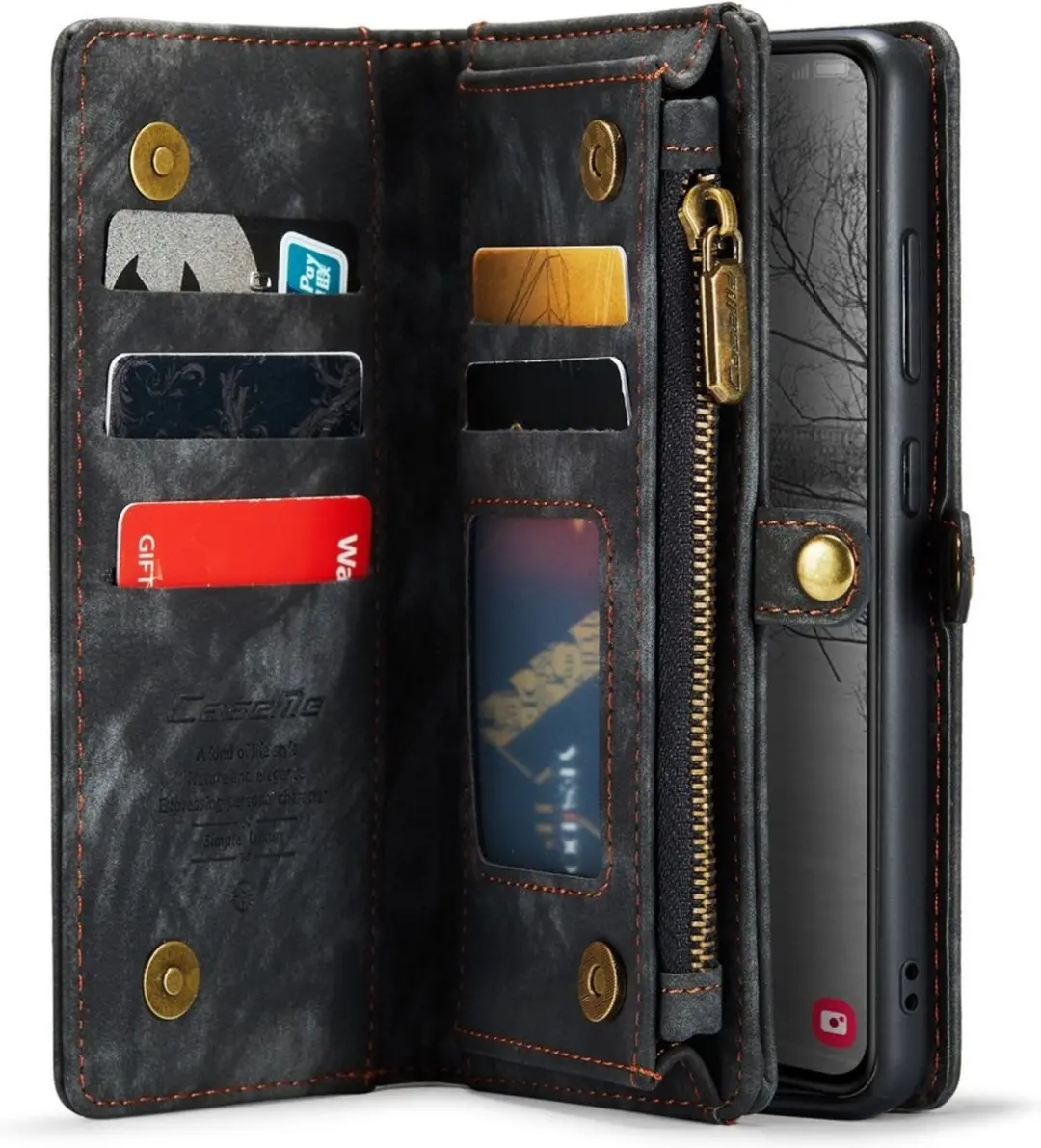 Caseme Vintage 2-in-1 Portemonneehoes Samsung Galaxy S23 - 14 Pasjes - Zwart