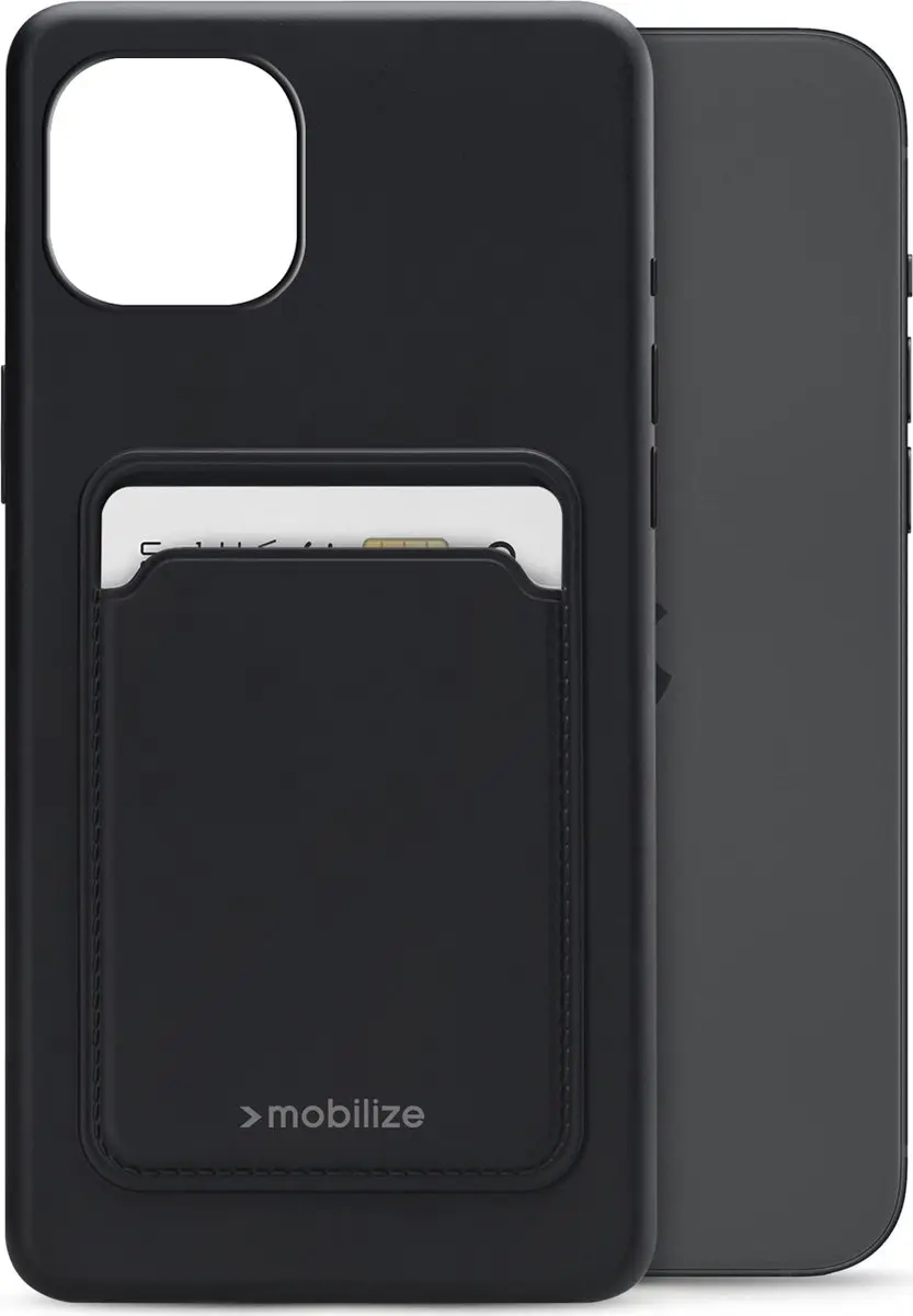 Mobilize Rubber Gelly Card iPhone 15 Plus Hoesje - Zwart - MOB-GCCMB-IPH15PLUS