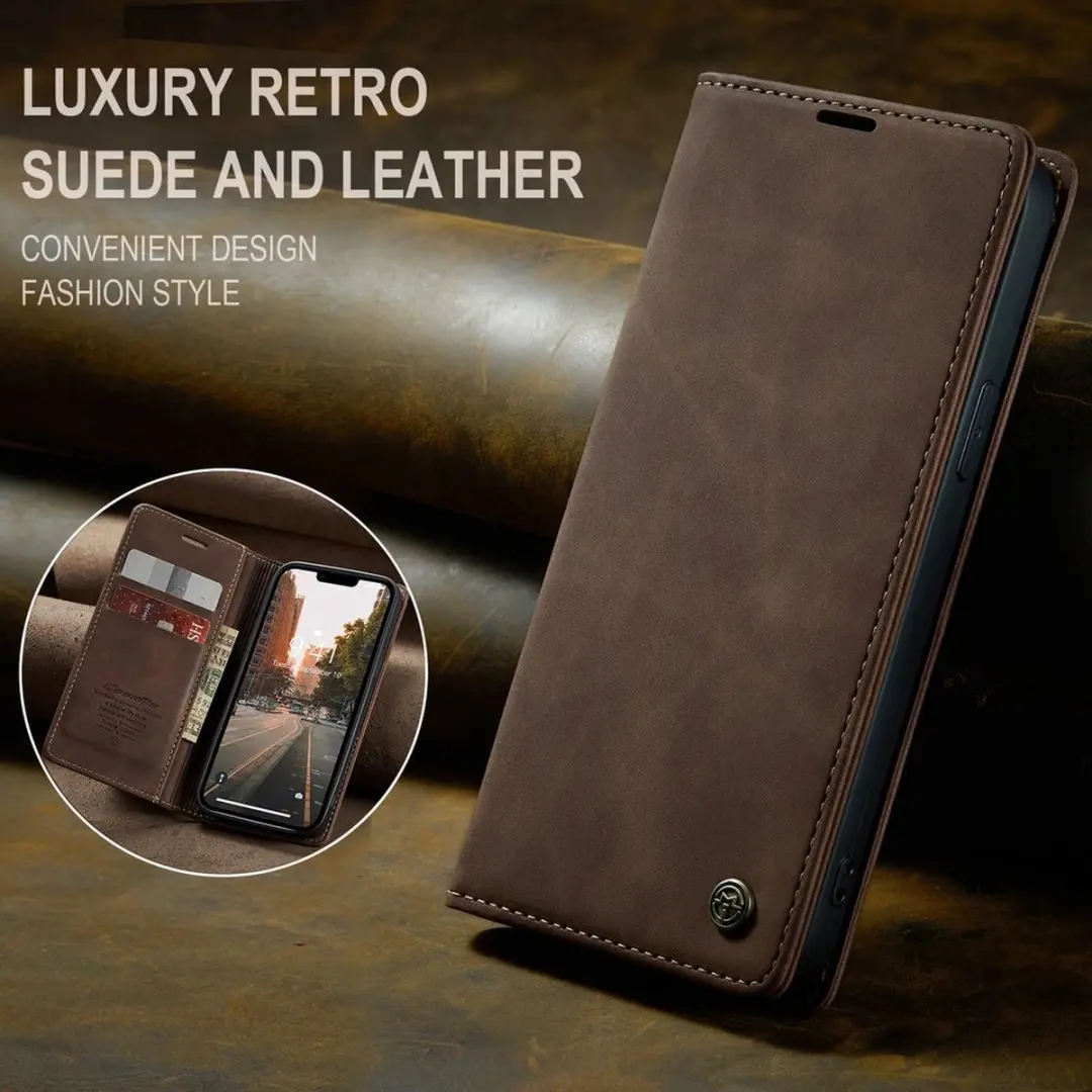 Caseme Retro Wallet Case CSM-39245 - iPhone 15 Plus - 2 Pasjes - Coffee
