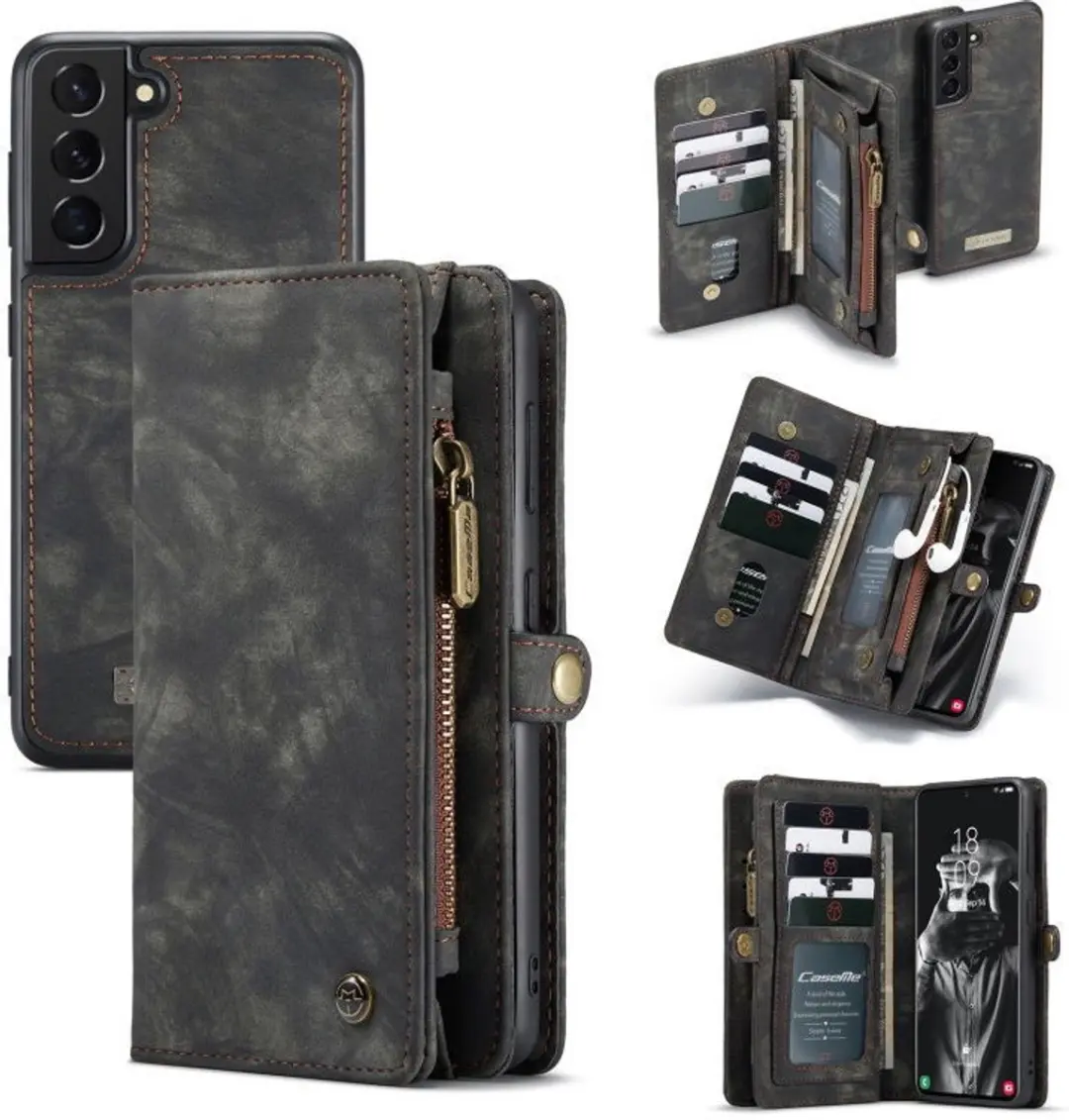 Caseme 008 Book Case Samsung Galaxy S21 FE - 8 Pasjes - Zwart