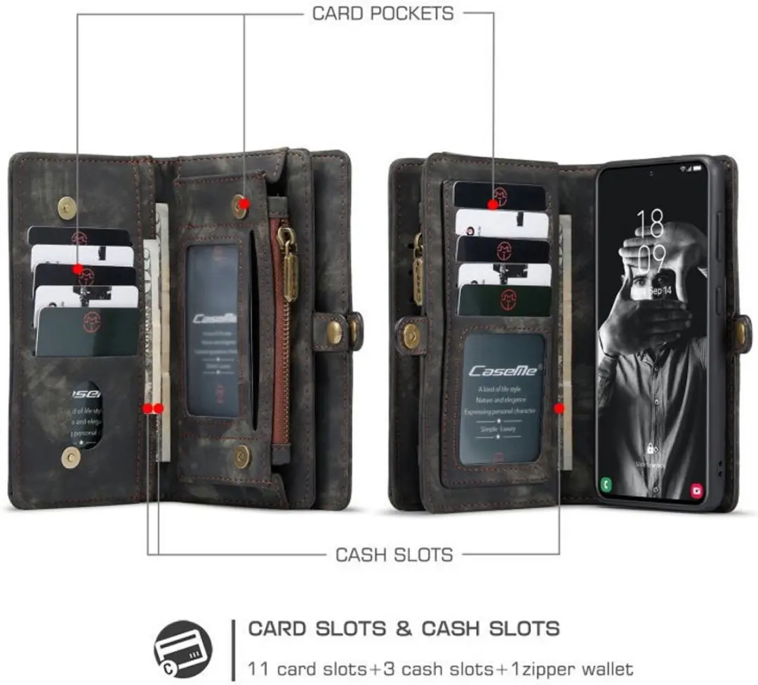 Caseme 008 Book Case Samsung Galaxy S21 FE - 8 Pasjes - Zwart - afbeelding 6 van 6