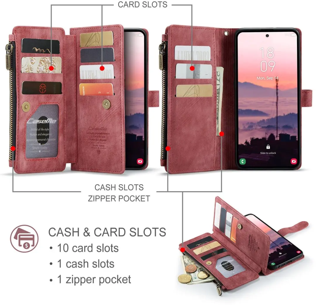 CaseMe C30 Book Case Hoesje Samsung Galaxy S26 Ultra - Rood - 10 Pasjes