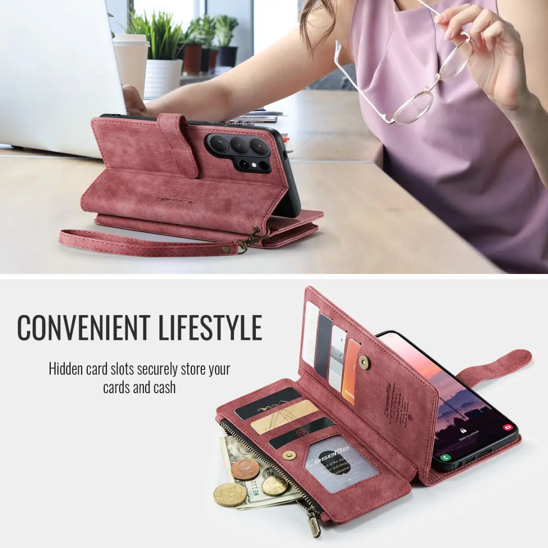 CaseMe C30 Book Case Hoesje Samsung Galaxy S26 Ultra - Rood - 10 Pasjes