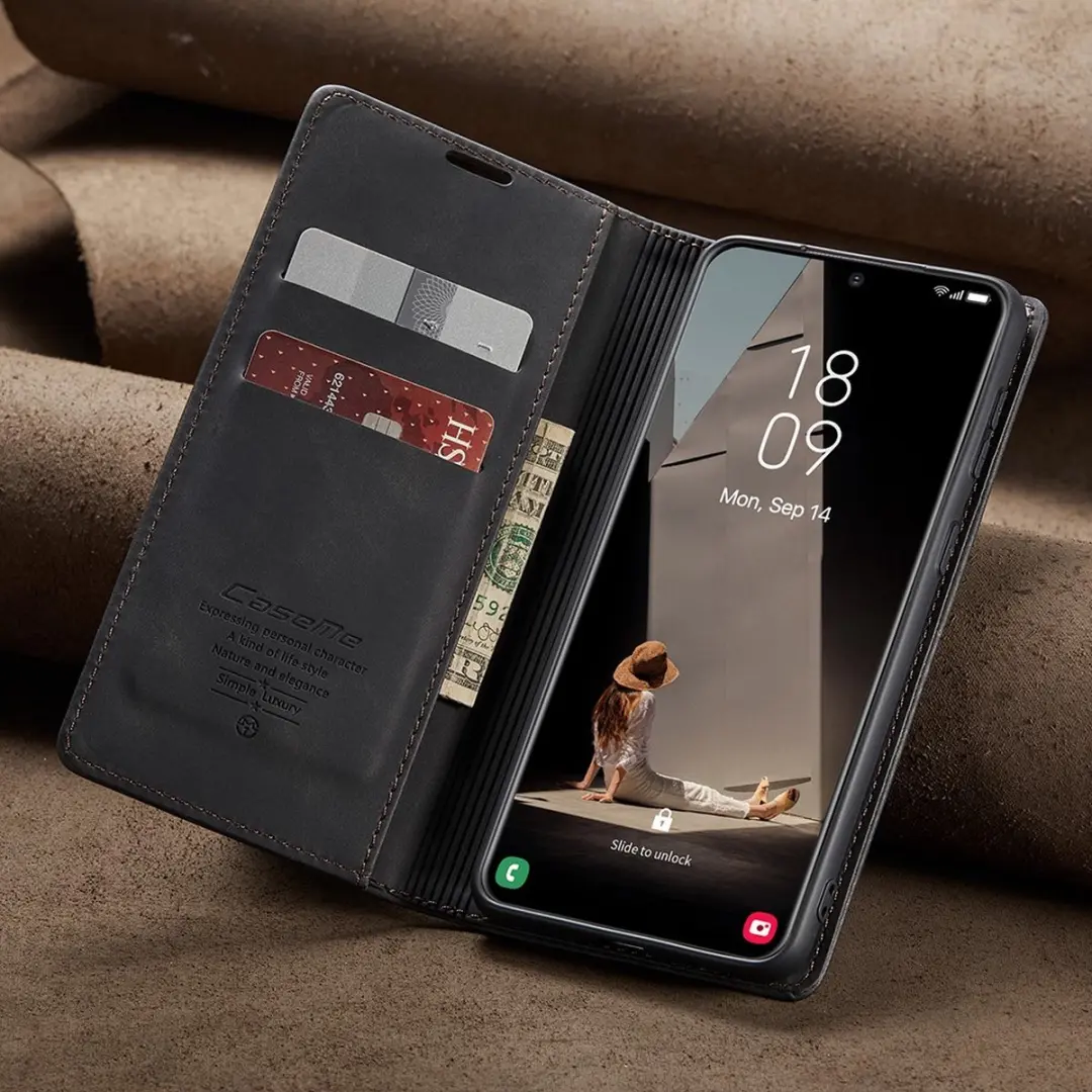 Caseme 013 Book Case Hoesje Samsung Galaxy S21 FE - Zwart