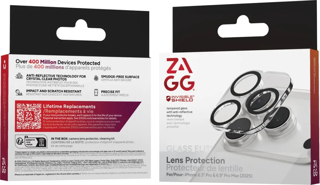 ZAGG Invisibleshield Glass Elite Camera Frame iPhone 17 Pro/Max - Zwart