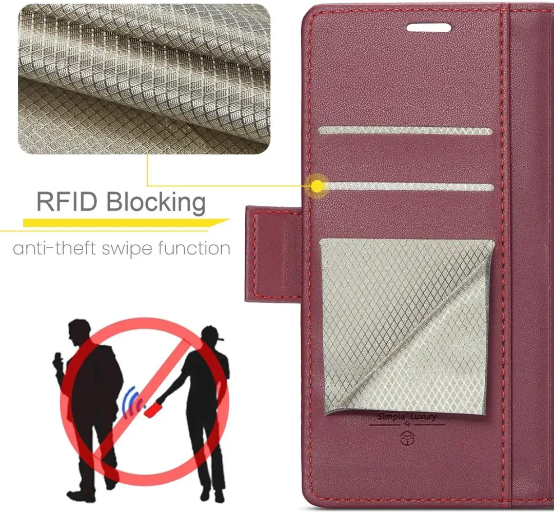 Caseme Litchi Texture Book Wallet Hoesje - Oppo Reno 13 F 5G - Rood