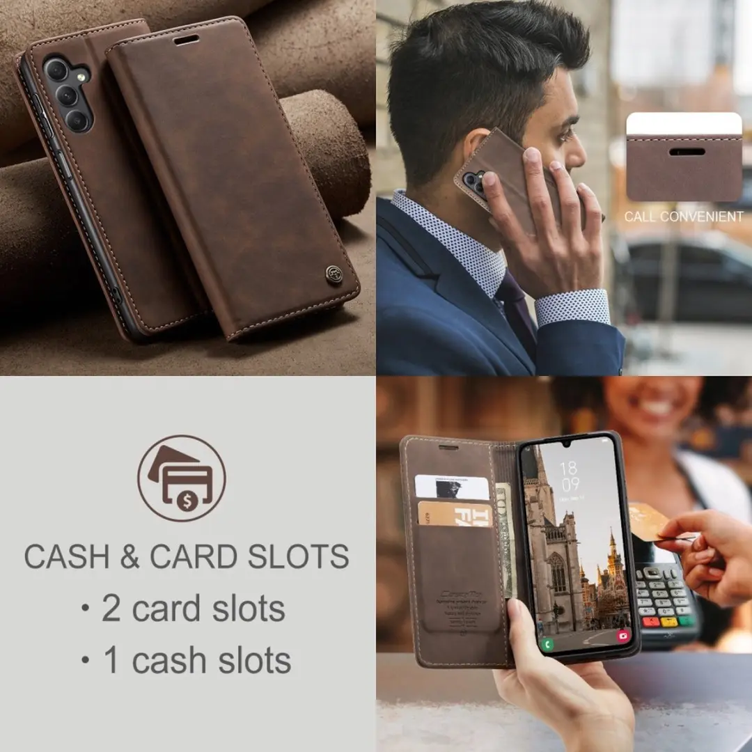 Caseme 013 Book Case Hoesje Samsung Galaxy A15 - Donkerbruin