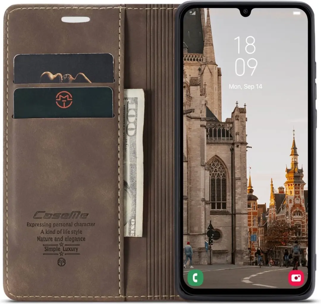 Caseme 013 Book Case Hoesje Samsung Galaxy A15 - Donkerbruin