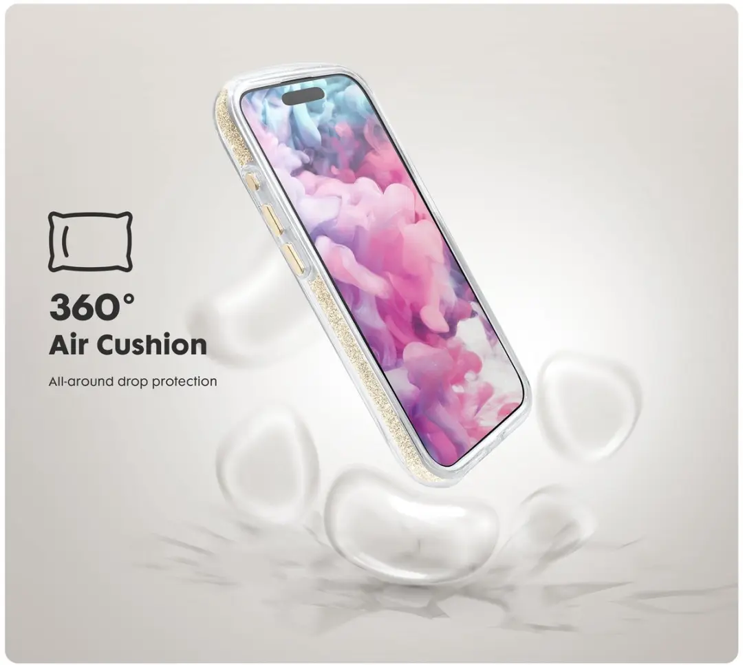 Laut Aero Sparkle iPhone 16 Pro Hoes - Crystal Clear - Goud - LAUT-IP16P-ASP-CGD