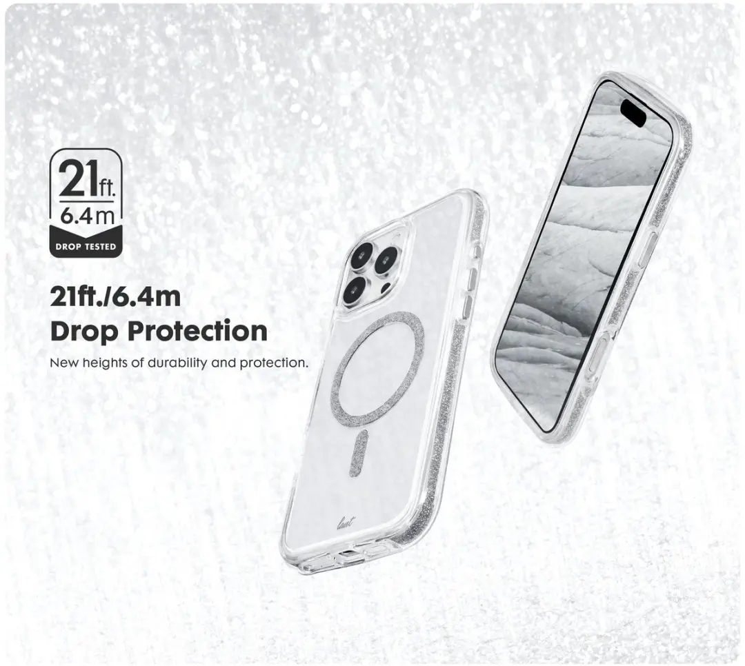 Laut Aero Sparkle iPhone 16 Pro Hoes - Crystal Clear - Goud - LAUT-IP16P-ASP-CGD