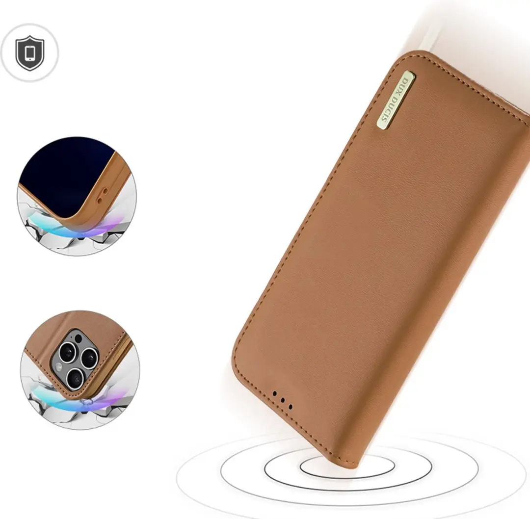 Dux Ducis Hivo Series iPhone 16 Pro Hoesje - 3 Pasjes - Bruin