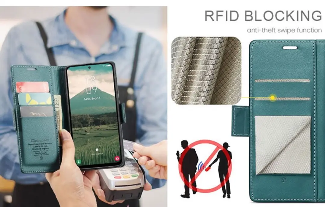Caseme Wallet Case Groen voor Samsung Galaxy A56 5G - RFID Bescherming
