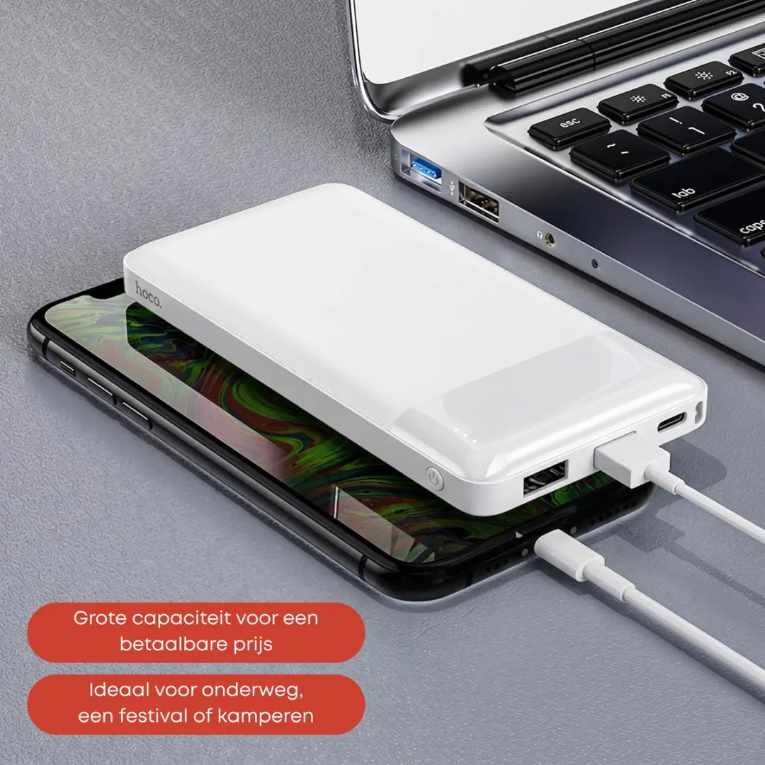 Hoco J72W Powerbank 10.000mAh - 2x USB-A - Wit
