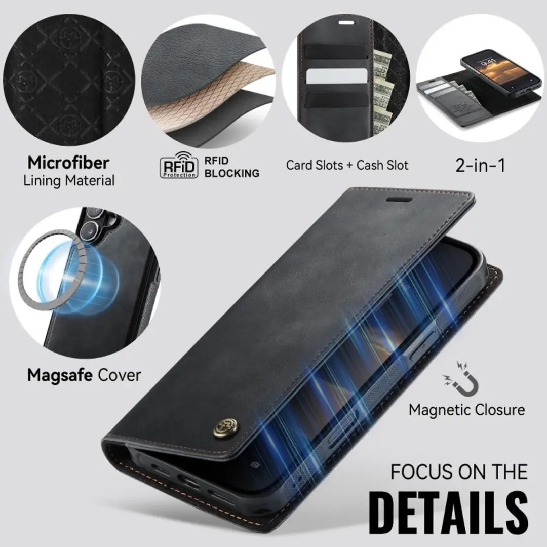 Caseme iPhone 17 Portemonneehoes 2-in-1 - Zwart