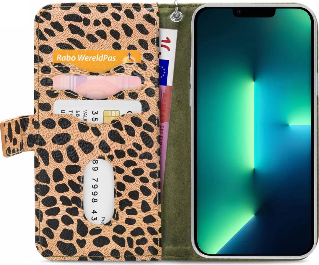 Mobilize iPhone 13 Pro Max Bookcase Hoesje - Luipaard Groen - 4 Pasjes