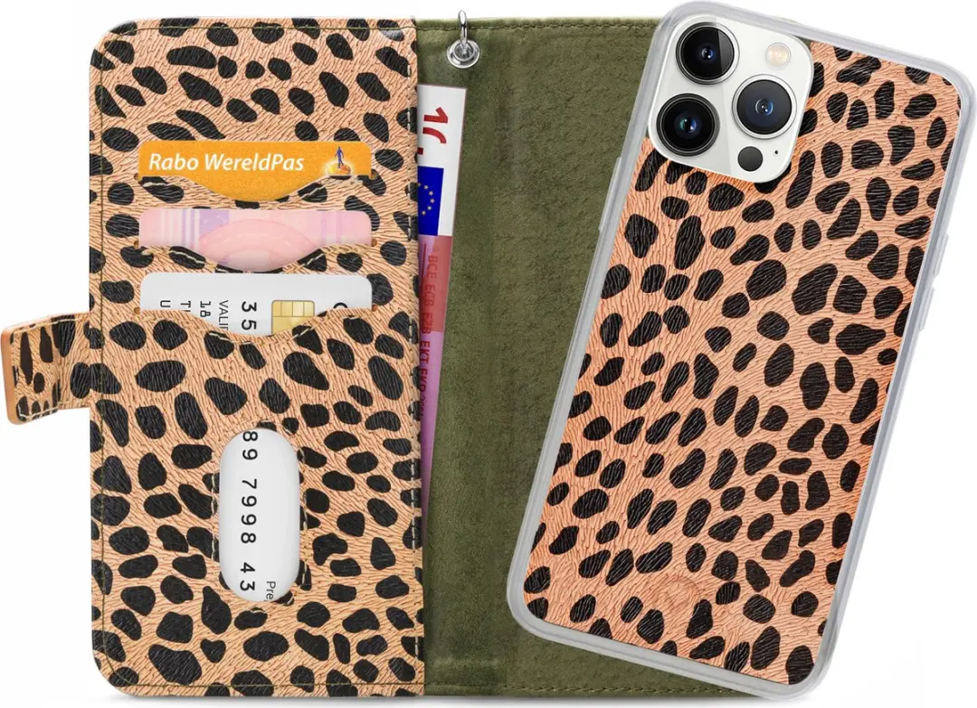Mobilize iPhone 13 Pro Max Bookcase Hoesje - Luipaard Groen - 4 Pasjes