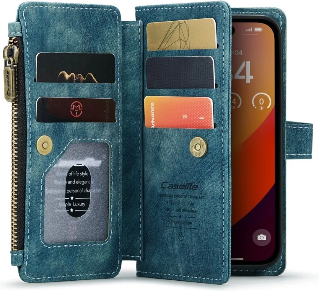 Caseme C30 Book Case iPhone 16 Pro Hoesje - Blauw - 7 Pasjes