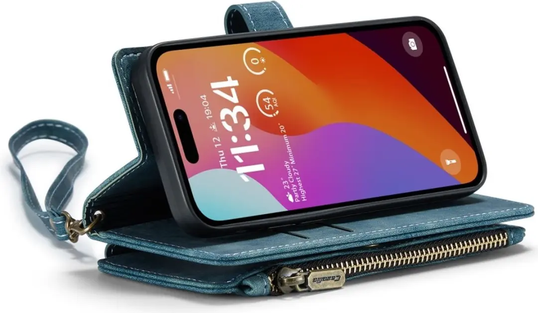Caseme C30 Book Case iPhone 16 Pro Hoesje - Blauw - 7 Pasjes