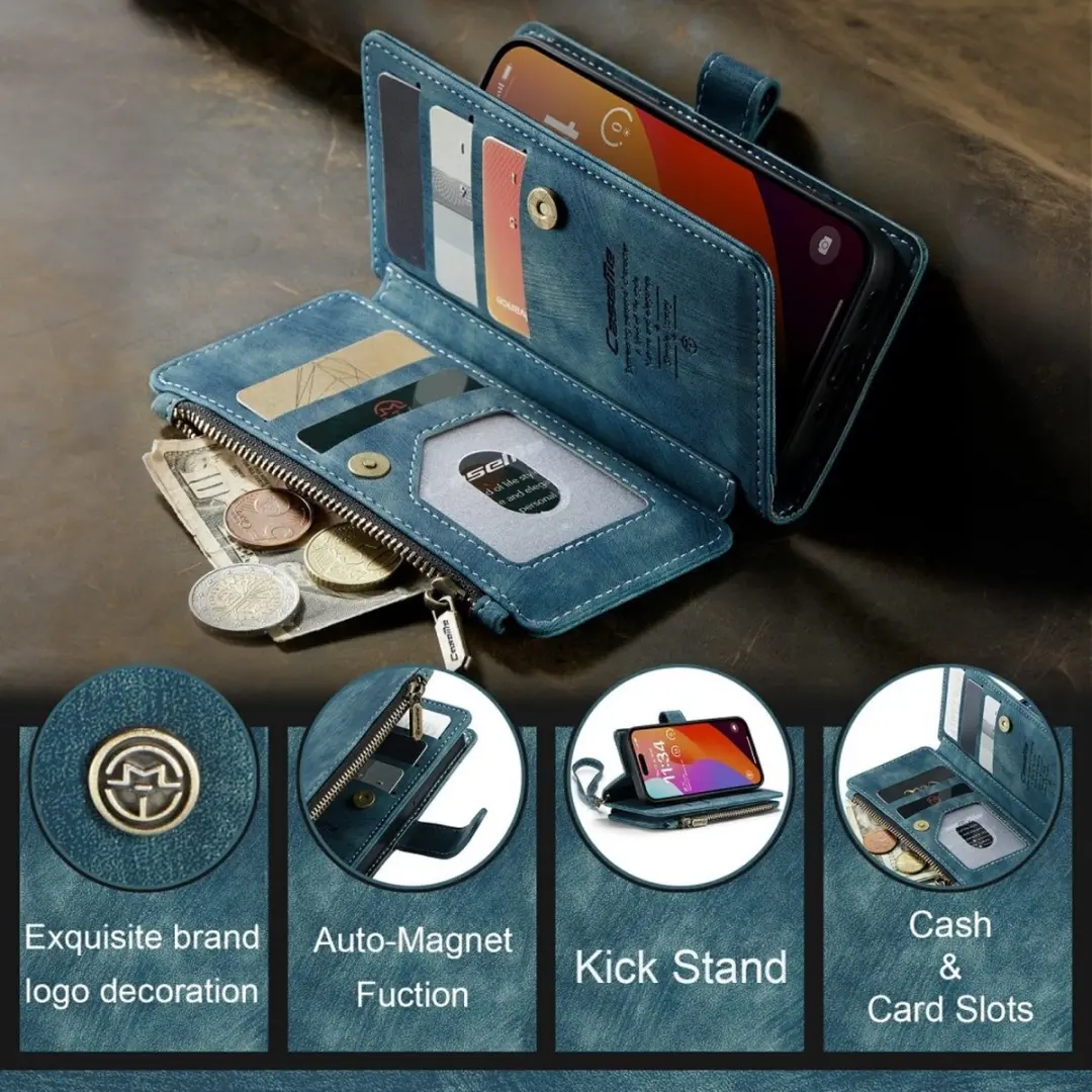 Caseme C30 Book Case iPhone 16 Pro Hoesje - Blauw - 7 Pasjes - afbeelding 6 van 6