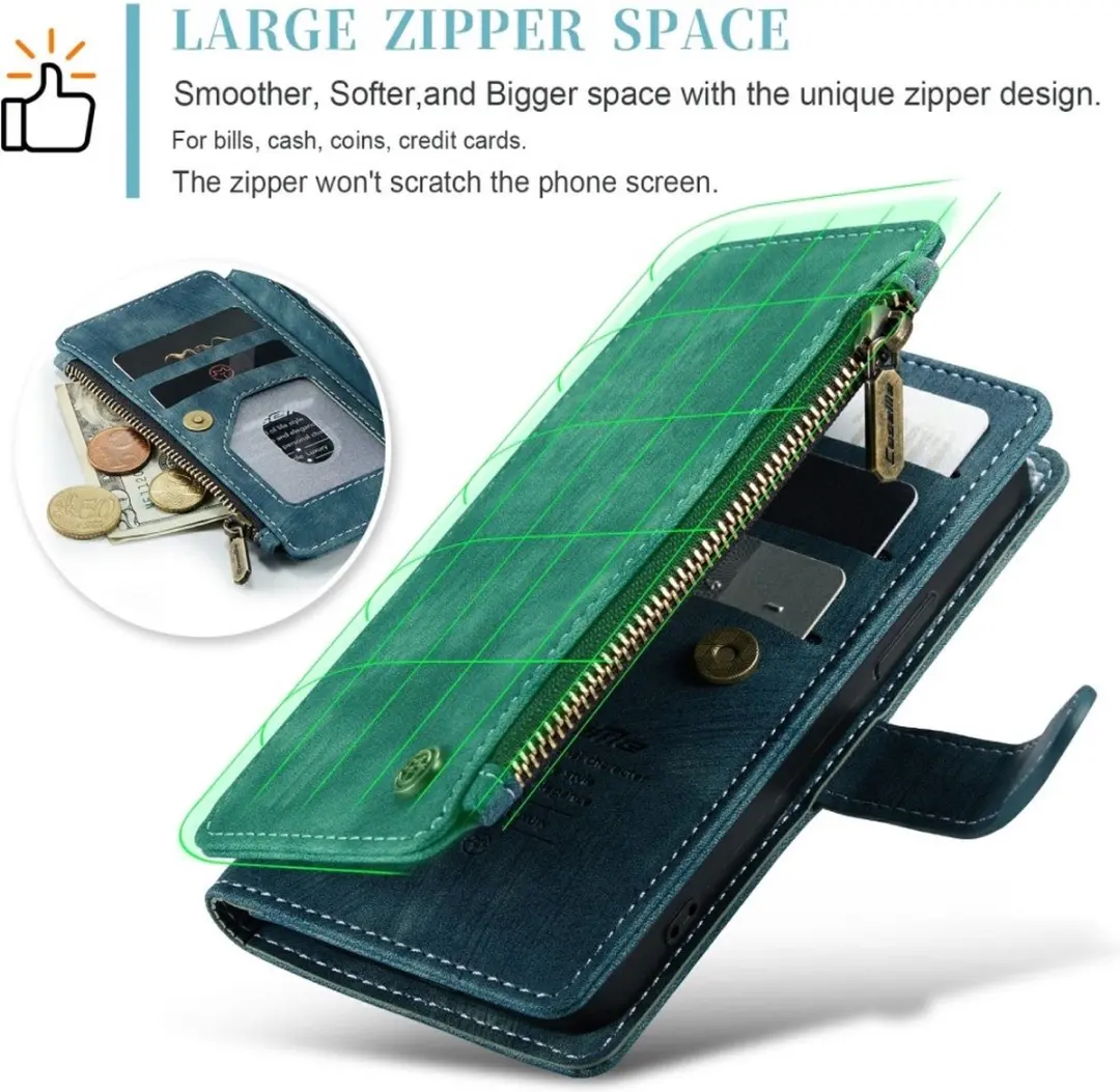 Caseme C30 Book Case iPhone 16 Pro Hoesje - Blauw - 7 Pasjes