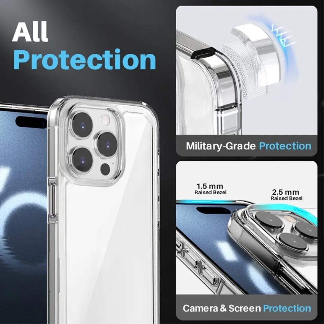 NORTHJO iPhone 16 Pro Max 3-in-1 Hoesje - Transparant