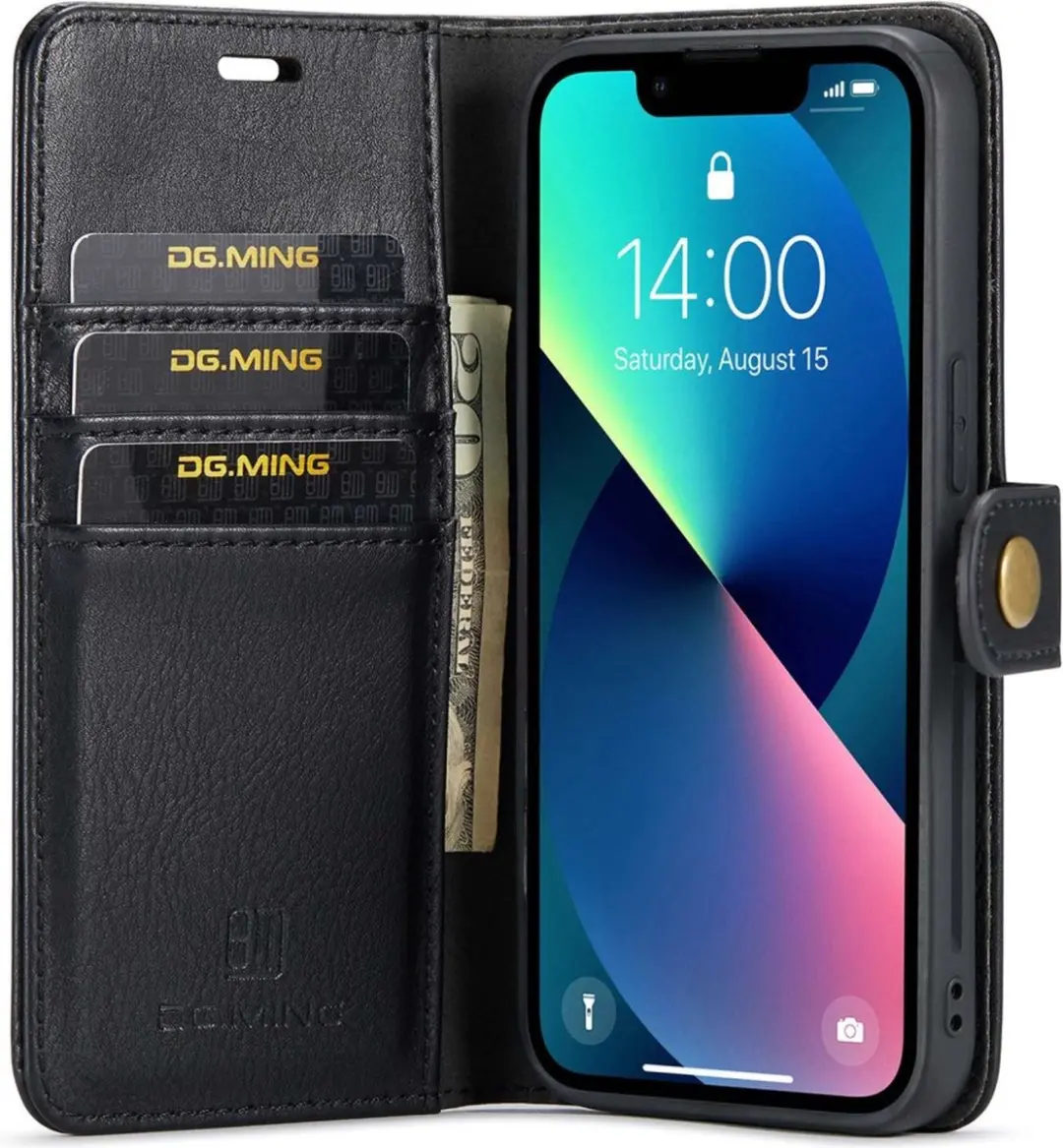 DG.MING iPhone Xs/X Hoesje 2-in-1 Book Case - Zwart - afbeelding 6 van 6