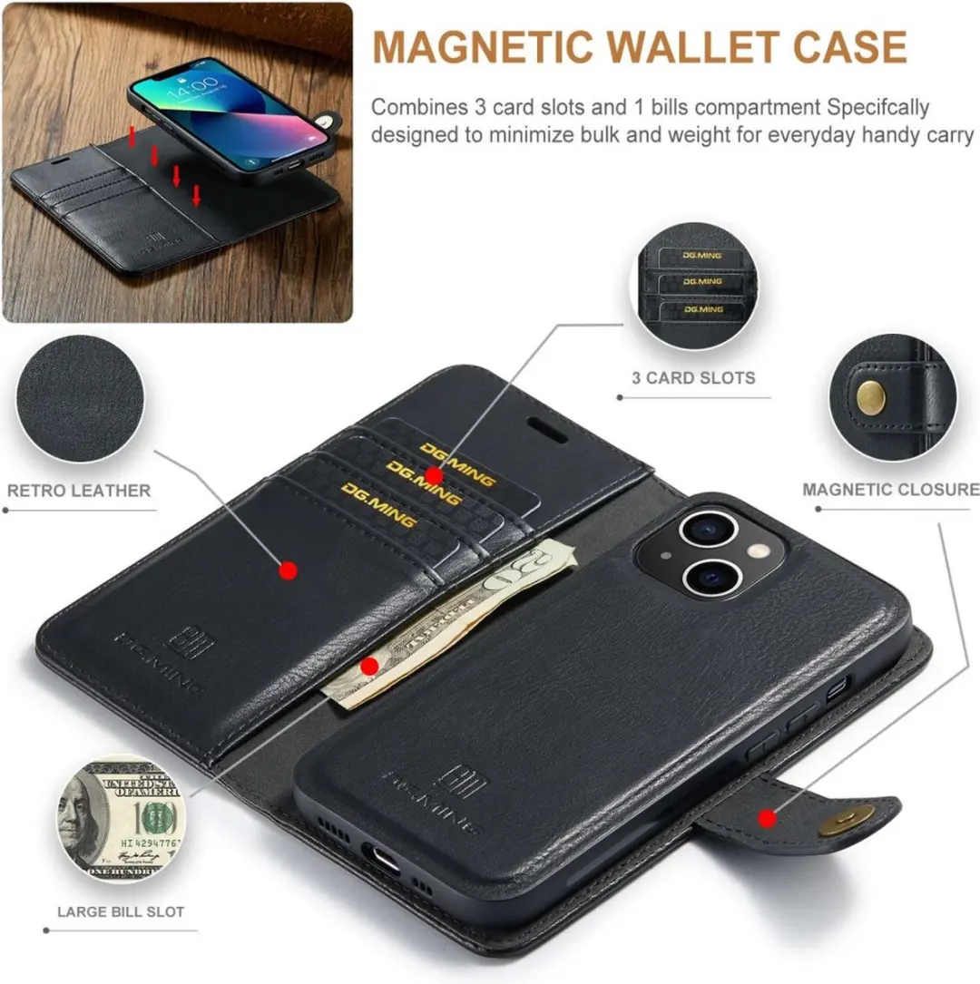 DG.MING iPhone Xs/X Hoesje 2-in-1 Book Case - Zwart
