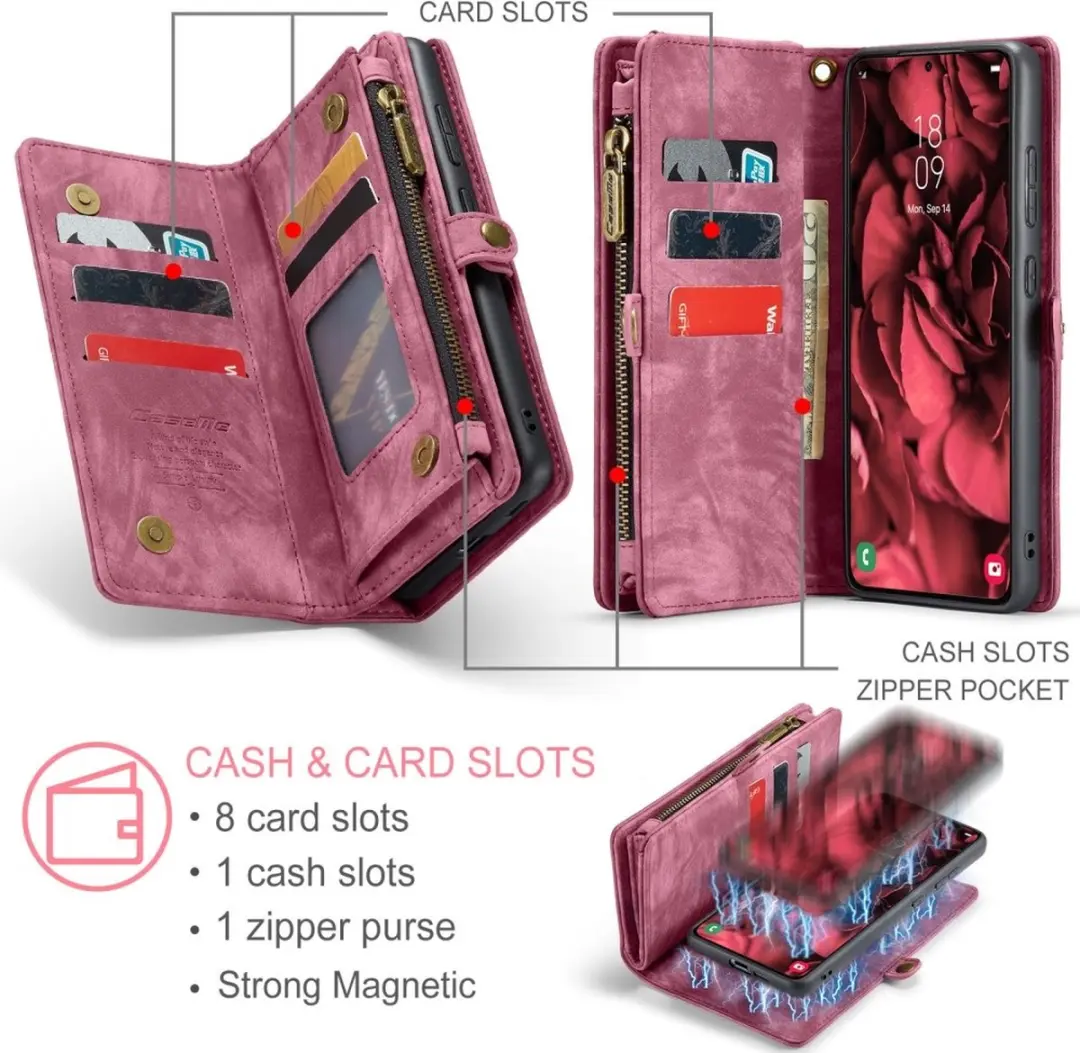 Caseme Samsung Galaxy S25 Plus Hoes - Vintage 2-in-1 Portemonnee Rood