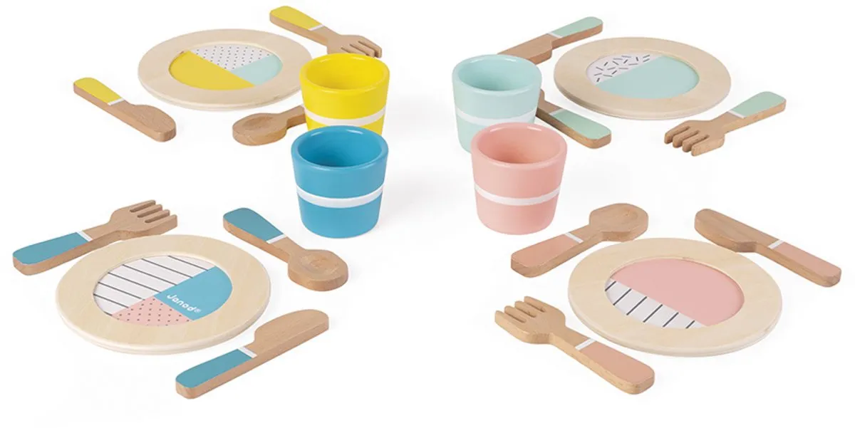 Janod Houten Poppen Theeset 20-delig - Multicolor