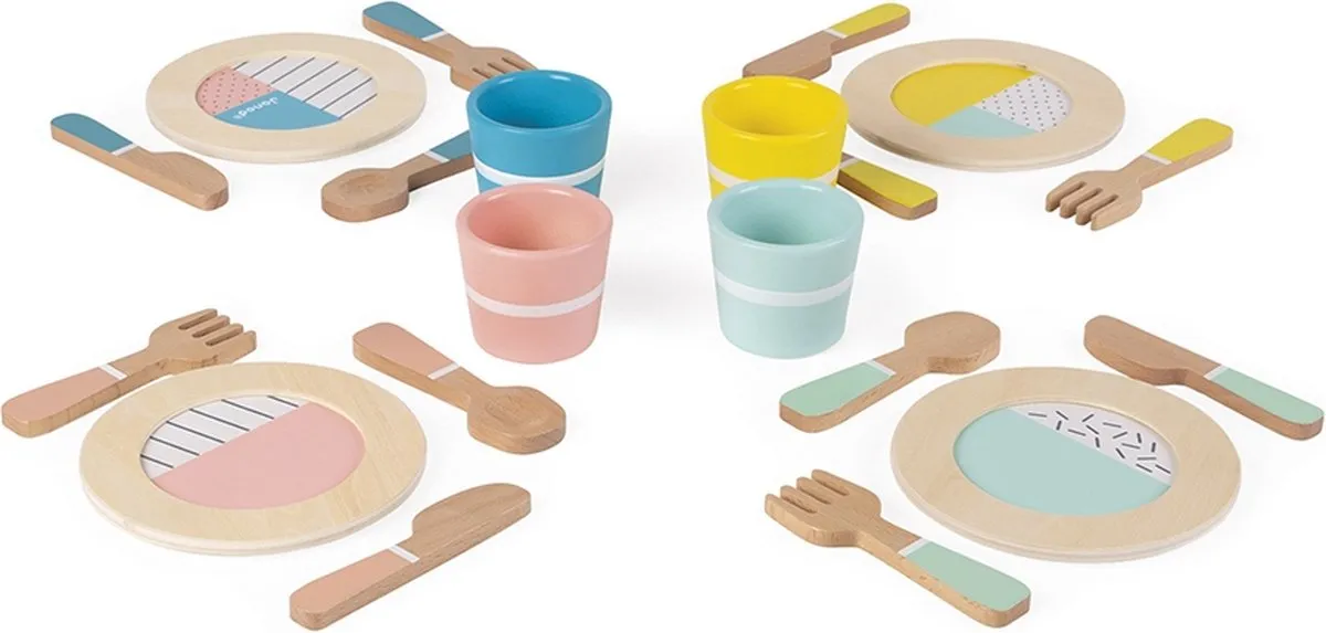 Janod Houten Poppen Theeset 20-delig - Multicolor - afbeelding 6 van 6