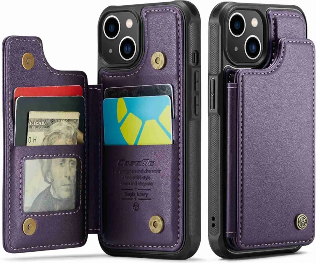 Caseme Luxe Portemonnee Backcover iPhone 13 - Paars